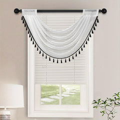 Sheer Wave Curtain Valance w/ Tassels 30x24