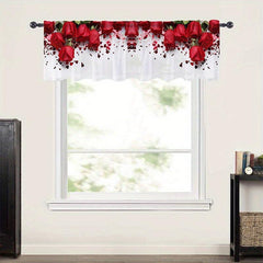Semi Sheer Red Roses Heart Voile Curtain for Living Room Bedroom Kitchen Cafe