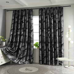 Silvery Leaf Pattern Blackout Curtain for Home Decor