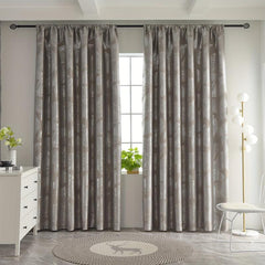 Silvery Leaf Pattern Blackout Curtain for Home Decor