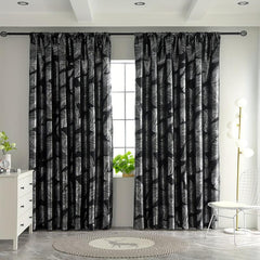 Silvery Leaf Pattern Blackout Curtain for Home Decor