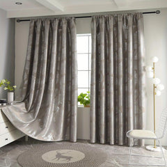Silvery Leaf Pattern Blackout Curtain for Home Decor