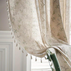 Bohemian Floral Curtain for Living Room Bedroom Kitchen Bar Beige Tasse