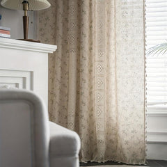 Bohemian Floral Curtain for Living Room Bedroom Kitchen Bar Beige Tasse