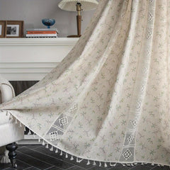 Bohemian Floral Curtain for Living Room Bedroom Kitchen Bar Beige Tasse