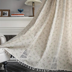 Bohemian Floral Curtain for Living Room Bedroom Kitchen Bar Beige Tasse