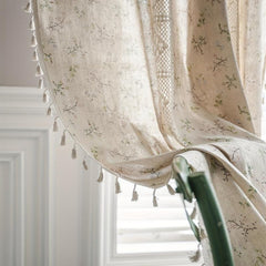 Bohemian Floral Curtain for Living Room Bedroom Kitchen Bar Beige Tasse