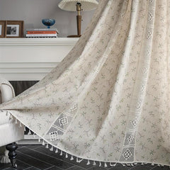 Bohemian Floral Curtain for Living Room Bedroom Kitchen Bar Beige Tasse