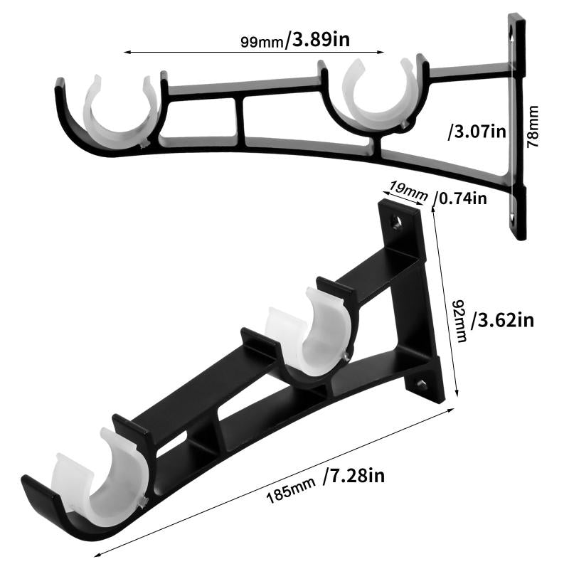 Heavy Duty Double Curtain Rod Brackets Supports up to 50kg