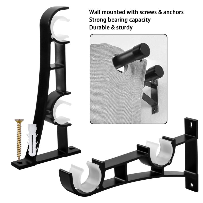 Heavy Duty Double Curtain Rod Brackets Supports up to 50kg