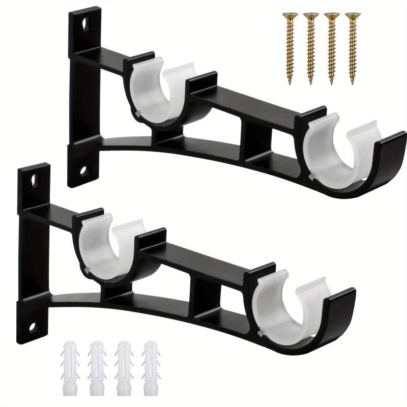 Heavy Duty Double Curtain Rod Brackets Supports up to 50kg