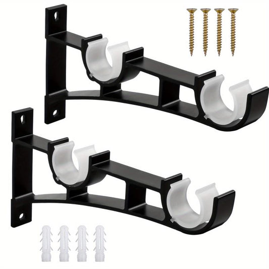Heavy Duty Double Curtain Rod Brackets Supports up to 50kg