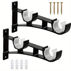 Heavy Duty Double Curtain Rod Brackets Supports up to 50kg