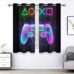 2 Panels 3D Gamepad Window Curtains Cyberpunk Collage - Home Decor Room