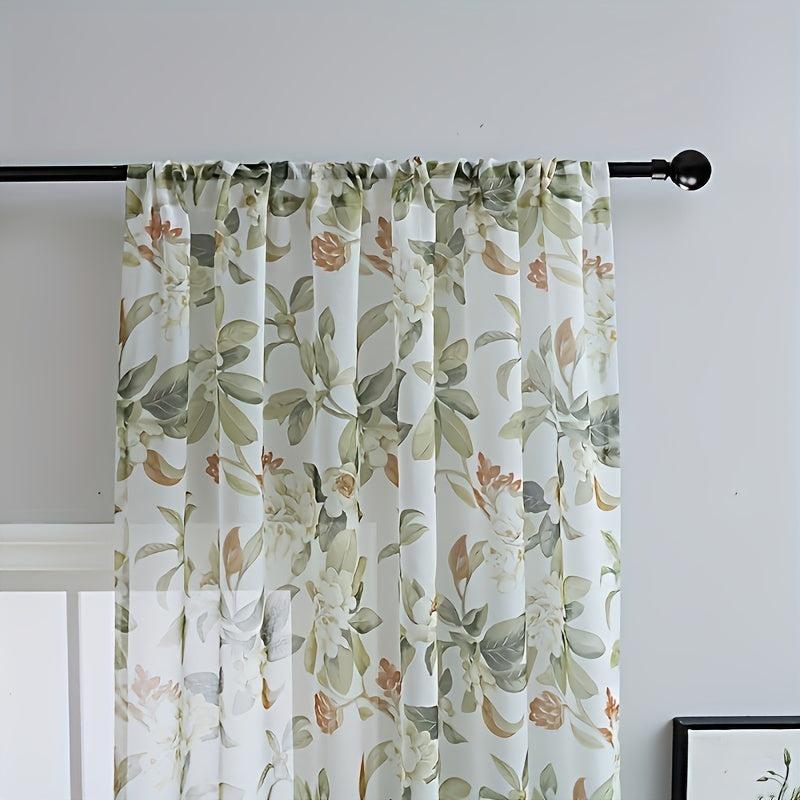 Floral Rod Pocket Curtain for Bedroom Living Room Home Decor