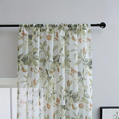 Floral Rod Pocket Curtain for Bedroom Living Room Home Decor