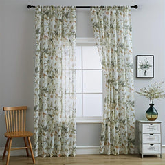 Floral Rod Pocket Curtain for Bedroom Living Room Home Decor