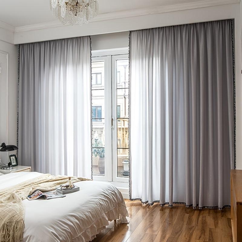 Grey Velvet Blackout Thermal Insulated Room Darkening Curtains