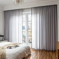 Grey Velvet Blackout Thermal Insulated Room Darkening Curtains
