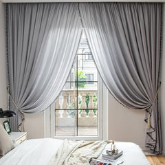 Grey Velvet Blackout Thermal Insulated Room Darkening Curtains