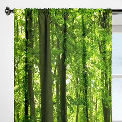 2pcs Forest Panoramic Print Curtains for Living Room Decor