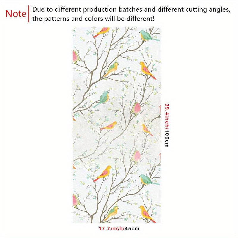 Colorful Bird Pattern Privacy Window Film Static Cling Anti UV