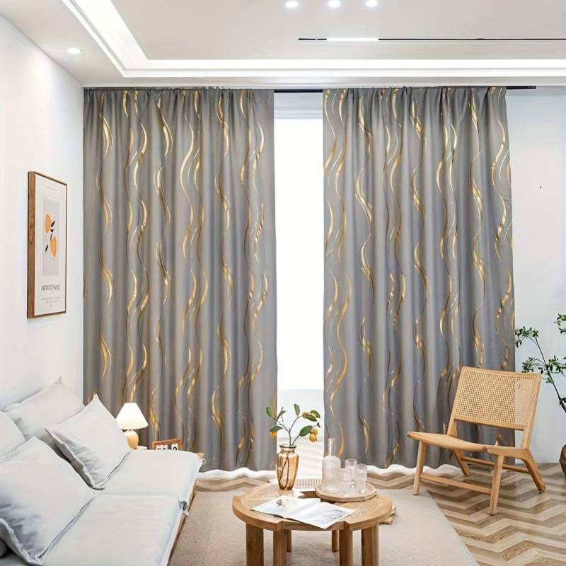 1pc Golden Blackout Curtain For Study Room Kitchen Living Room