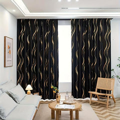 1pc Golden Blackout Curtain For Study Room Kitchen Living Room