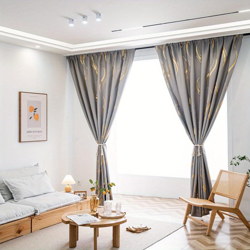1pc Golden Blackout Curtain For Study Room Kitchen Living Room