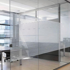 Frosted Glass Film Striped Pattern Privacy Home Decor No Glue