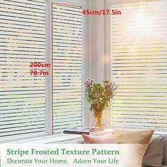 Frosted Glass Film Striped Pattern Privacy Home Decor No Glue