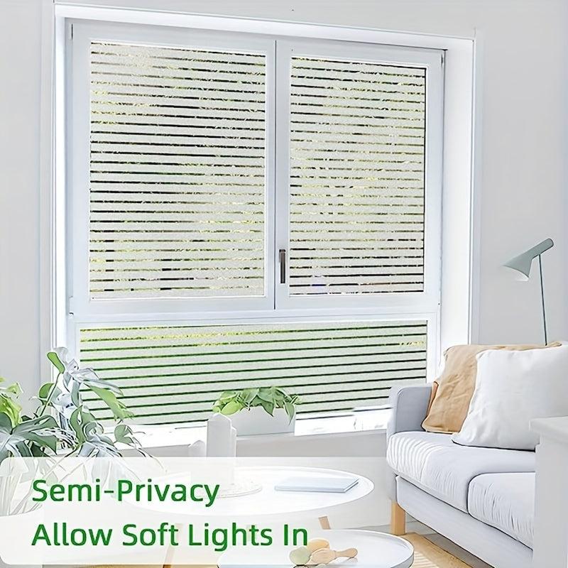 Frosted Glass Film Striped Pattern Privacy Home Decor No Glue