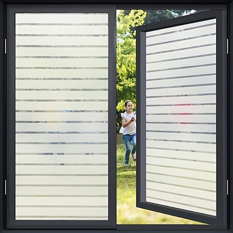 Frosted Glass Film Striped Pattern Privacy Home Decor No Glue