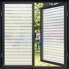 Frosted Glass Film Striped Pattern Privacy Home Decor No Glue