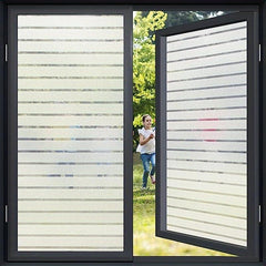 Frosted Glass Film Striped Pattern Privacy Home Decor No Glue