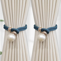 French Curtain Tiebacks with Faux Pearl Decorations - Elegant Curtain Holdback