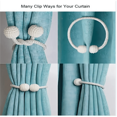 Magnetic Window Curtain Tiebacks Faux Pearl Beads No Drill Curtain Holdback
