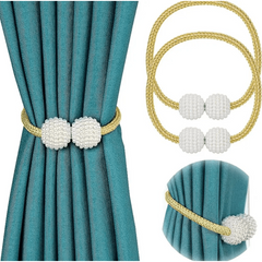 Magnetic Window Curtain Tiebacks Faux Pearl Beads No Drill Curtain Holdback