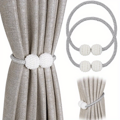 Magnetic Window Curtain Tiebacks Faux Pearl Beads No Drill Curtain Holdback