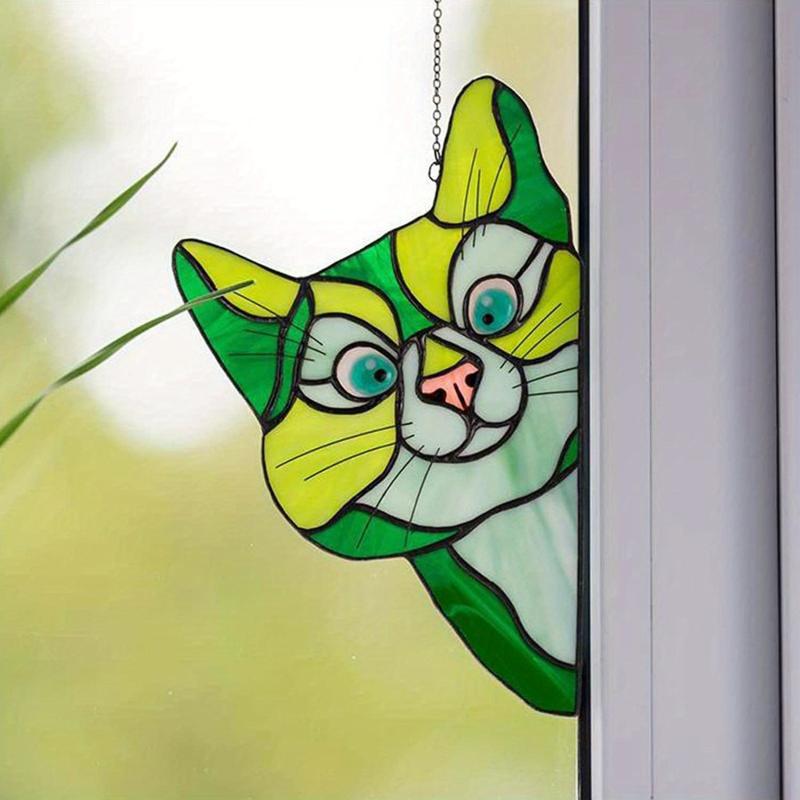 Cat Peeking Glass Window Sticker Self-adhesive Waterproof Window Film