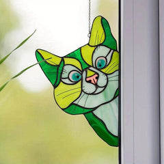 Cat Peeking Glass Window Sticker Self-adhesive Waterproof Window Film