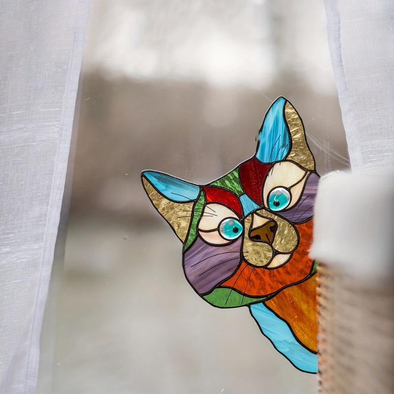 Cat Peeking Glass Window Sticker Self-adhesive Waterproof Window Film