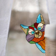 Cat Peeking Glass Window Sticker Self-adhesive Waterproof Window Film