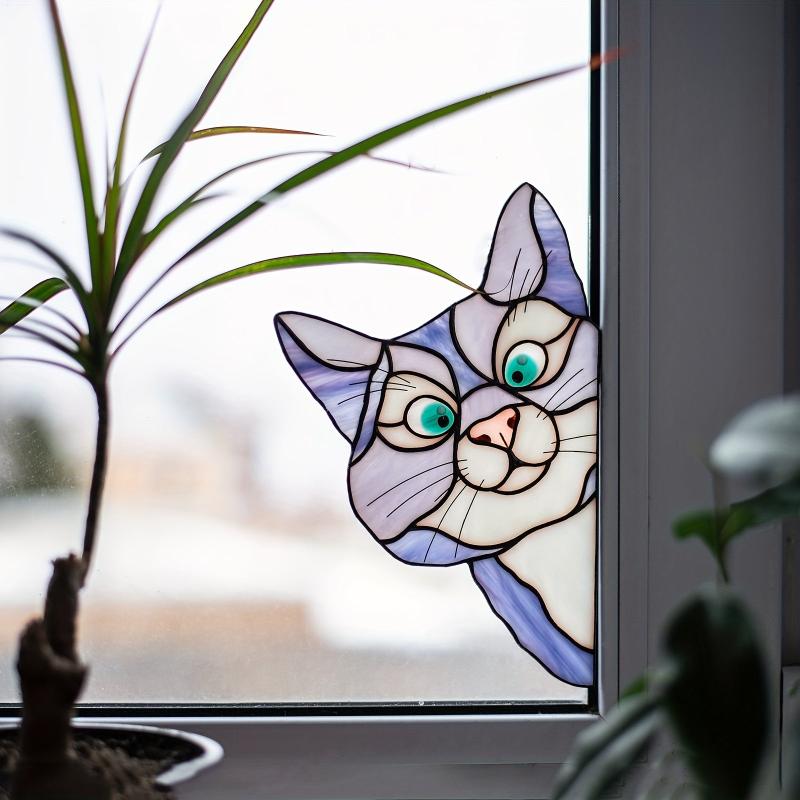 Cat Peeking Glass Window Sticker Self-adhesive Waterproof Window Film