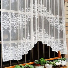 Geometric Wavy Window Curtains Lace Cafe Style for Home Decor