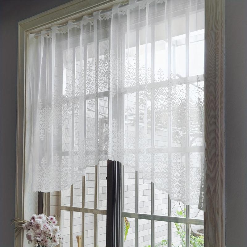 Geometric Wavy Window Curtains Lace Cafe Style for Home Decor