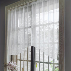 Geometric Wavy Window Curtains Lace Cafe Style for Home Decor