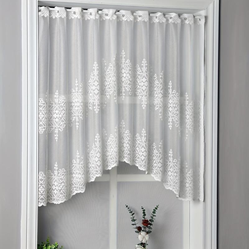 Geometric Wavy Window Curtains Lace Cafe Style for Home Decor