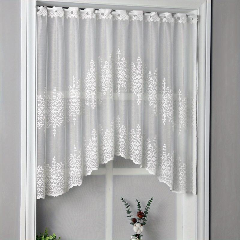 Geometric Wavy Window Curtains Lace Cafe Style for Home Decor