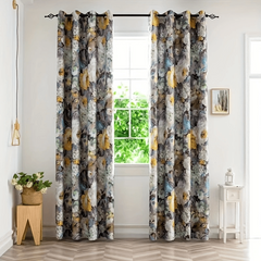 Elegant Ink Flower Print Curtain for Home Decor